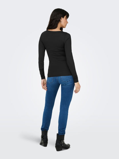 ONLEA L/S 2-WAY DEEP NECK TOP