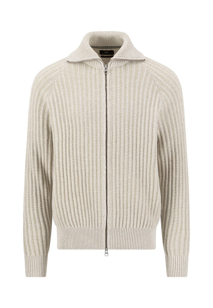 Zip Cardigan, 2-tone rib*RWS