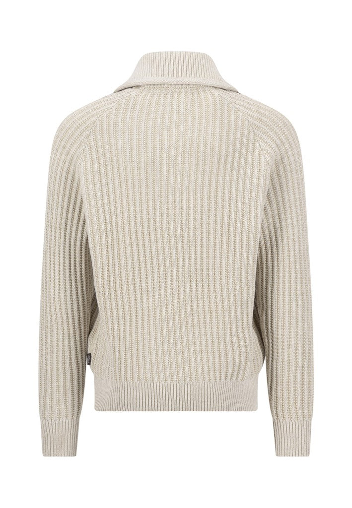 Zip Cardigan, 2-tone rib*RWS