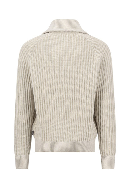 Zip Cardigan, 2-tone rib*RWS
