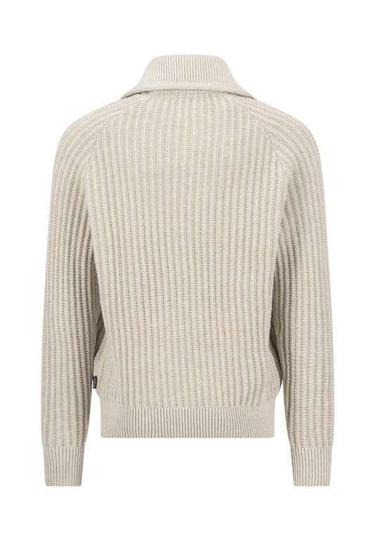 Zip Cardigan, 2-tone rib*RWS
