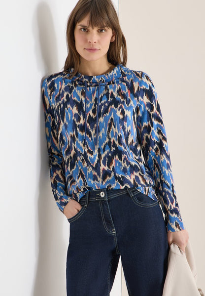 TOS Multi AOP Funnel Neck
