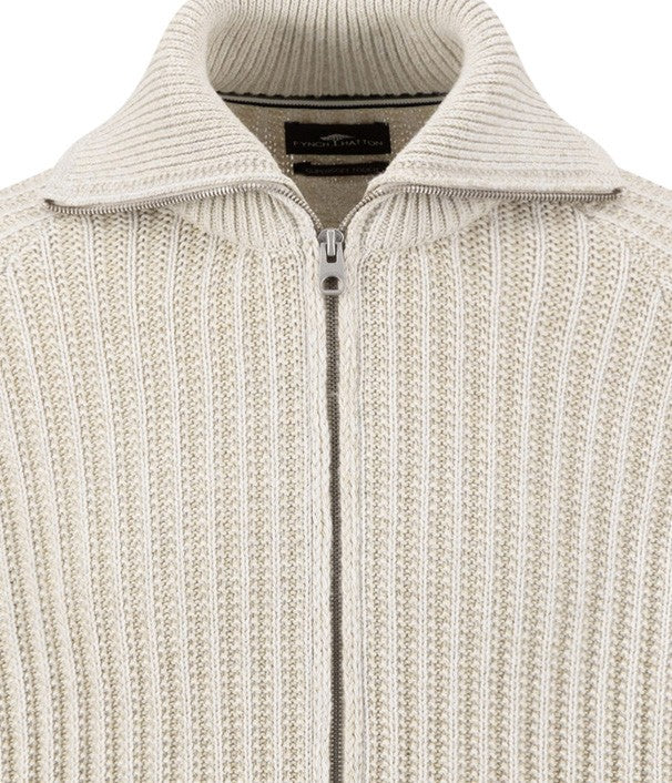 Zip Cardigan, 2-tone rib*RWS