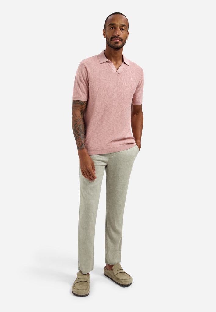 Pullover Short Sleeve V-Polo Slub