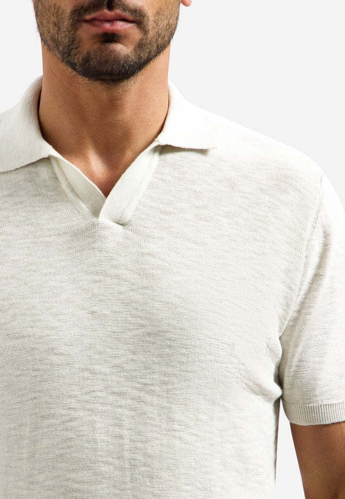 Pullover Short Sleeve V-Polo Slub