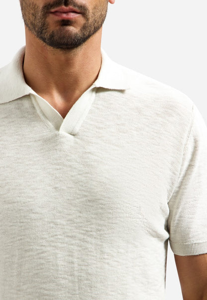 Pullover Short Sleeve V-Polo Slub