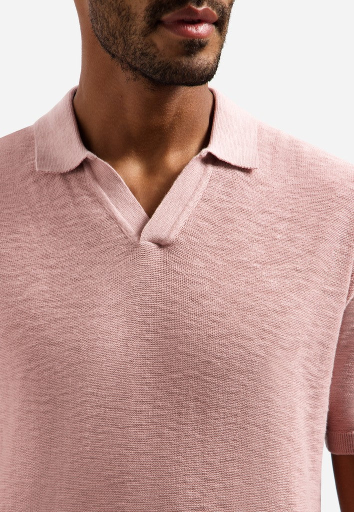 Pullover Short Sleeve V-Polo Slub
