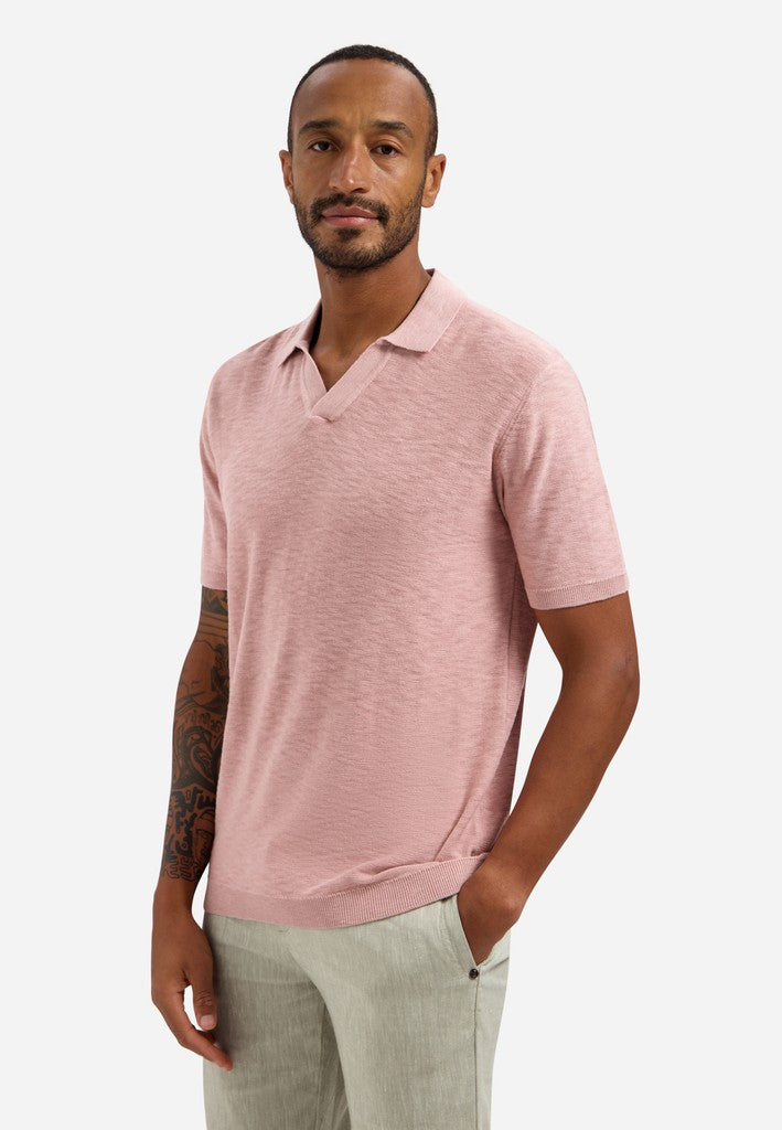 Pullover Short Sleeve V-Polo Slub