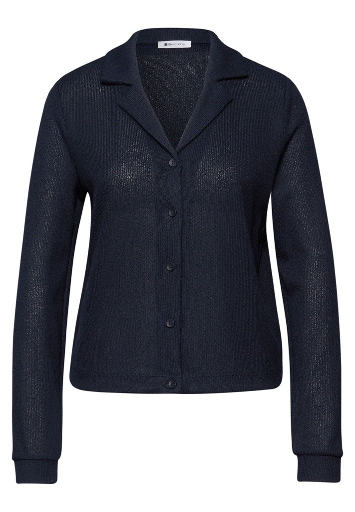 knit look jacket w.bowling col