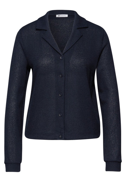 knit look jacket w.bowling col