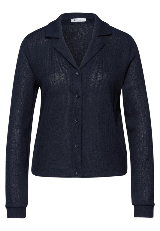 knit look jacket w.bowling col