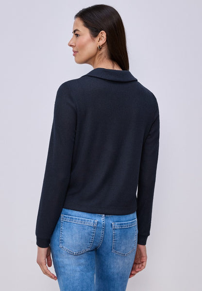 knit look jacket w.bowling col
