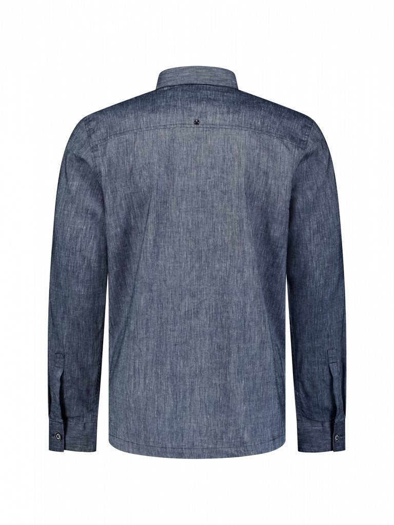 Overshirt Full Button 2-Tone With Linen