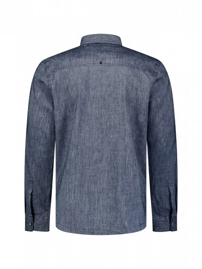 Overshirt Full Button 2-Tone With Linen