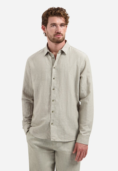 Shirt Vertical Small Stripe With Linen
