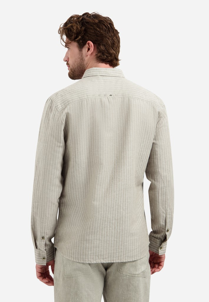Shirt Vertical Small Stripe With Linen