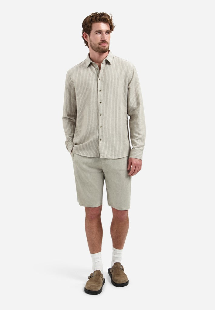 Shirt Vertical Small Stripe With Linen