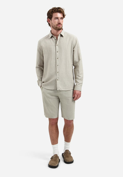 Shirt Vertical Small Stripe With Linen