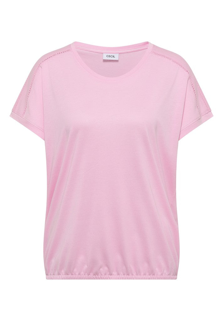 NOS Solid Lace Shoulder T-Shir