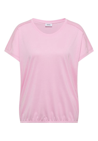 NOS Solid Lace Shoulder T-Shir