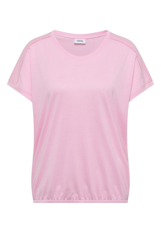 NOS Solid Lace Shoulder T-Shir