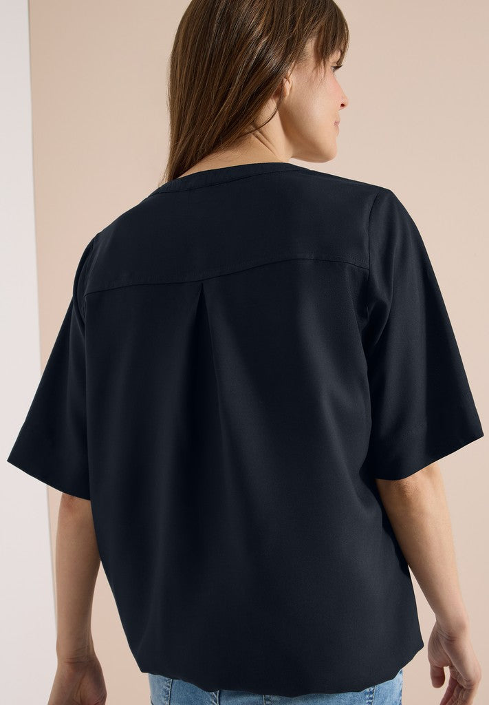 NOS Solid Splitneck Blouse