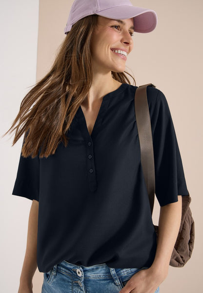 NOS Solid Splitneck Blouse