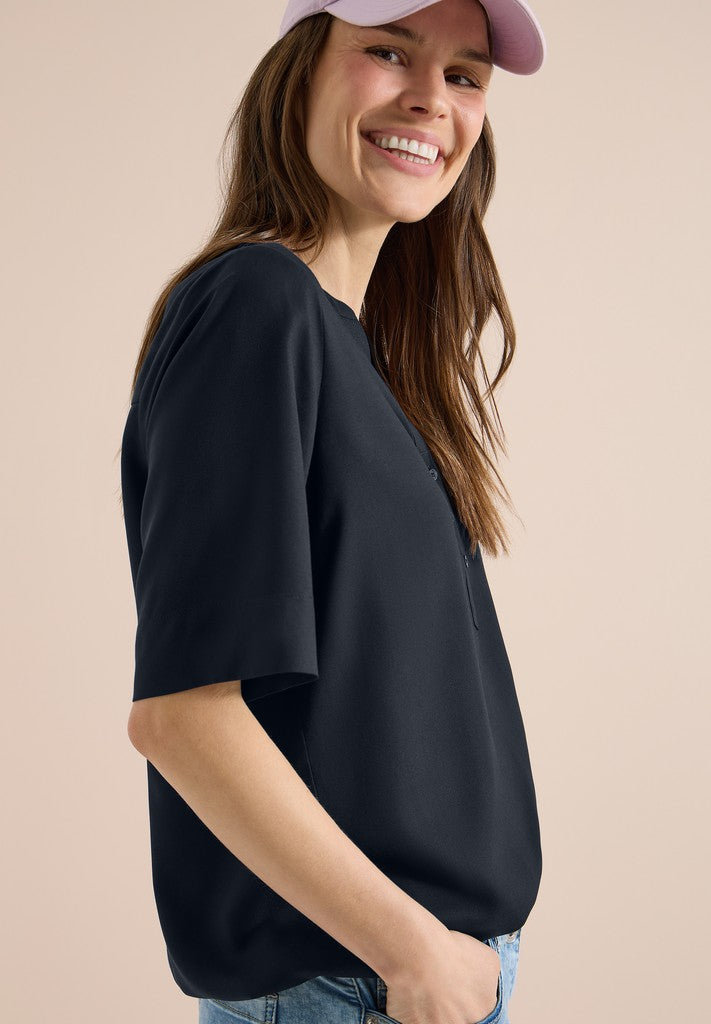 NOS Solid Splitneck Blouse