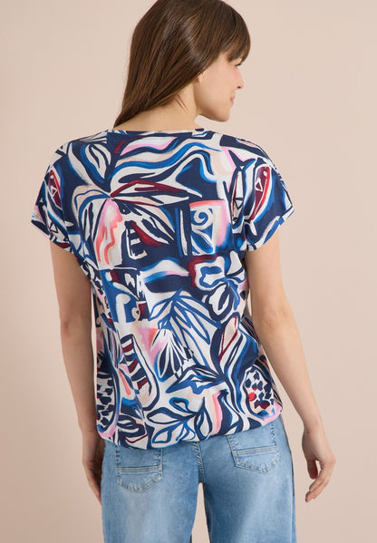 TOS Multi AOP Lace Shoulder T-