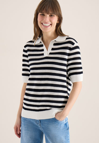TOS_Mesh Stripe Polo