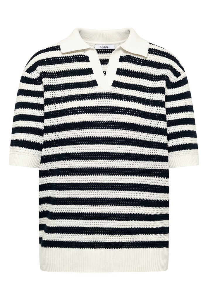 TOS_Mesh Stripe Polo