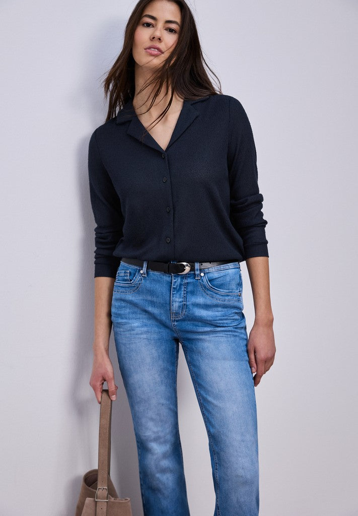 knit look jacket w.bowling col