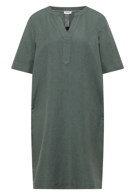 LI/CV_Solid Split Neck Dress