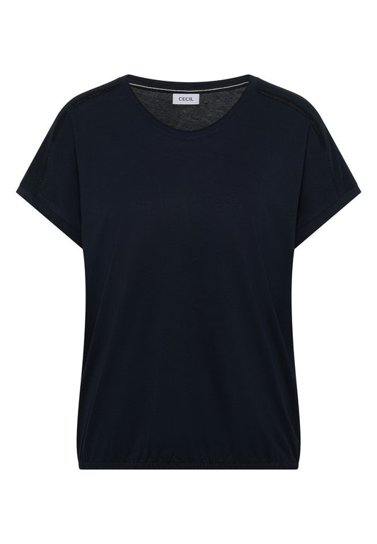 NOS Solid Lace Shoulder T-Shir