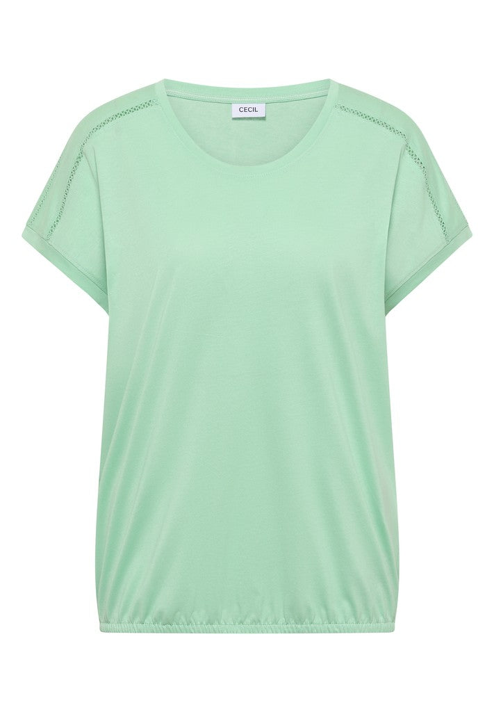 NOS Solid Lace Shoulder T-Shir