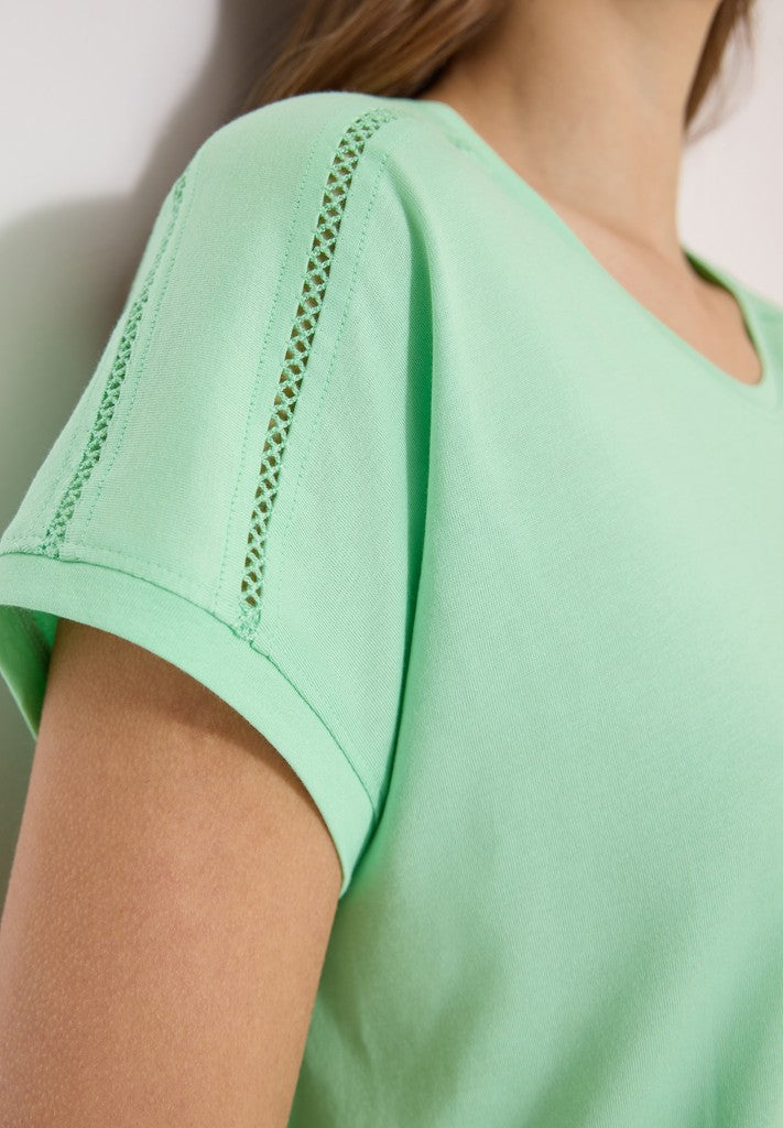 NOS Solid Lace Shoulder T-Shir