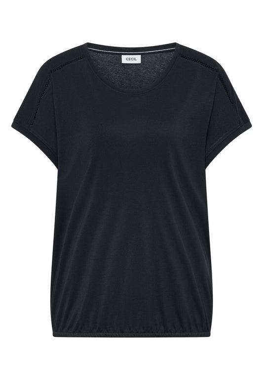 NOS Solid Lace Shoulder T-Shir