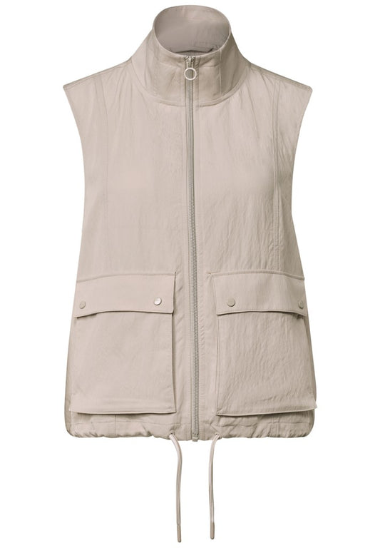 Short Vest w. Drawstring Detai