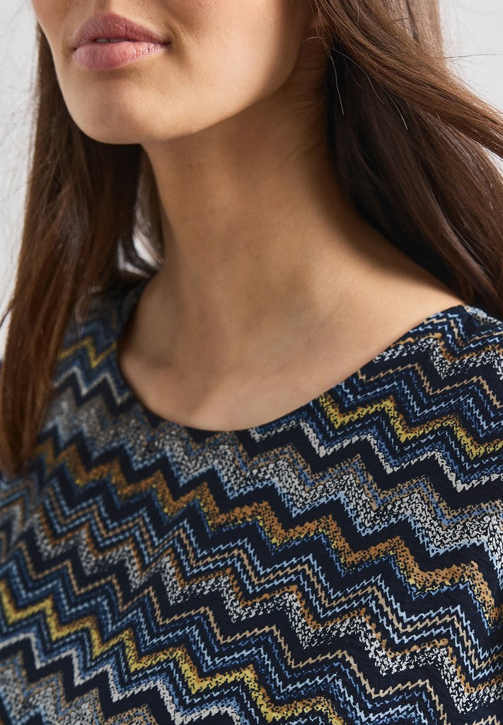 EOS_AOP Round Neck Top w. drop
