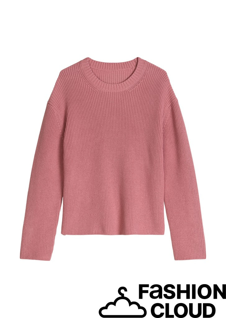 Pullovers, LSL, Round-Neck, Slits