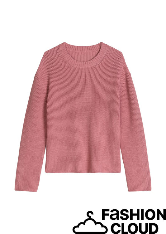 Pullovers, LSL, Round-Neck, Slits