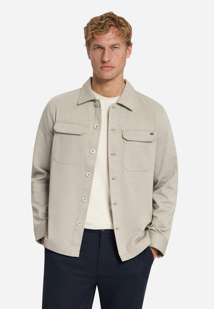Overshirt Full Button Melange Twill Effect