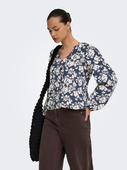 ONLZION STRYLA L/S BUTTON TOP WVN