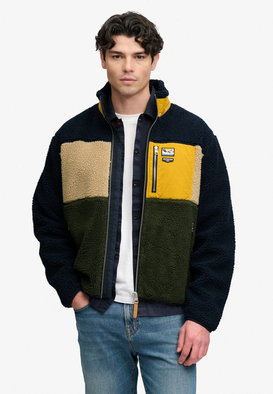 COLOUR BLOCK RETRO ZIP FLEECE