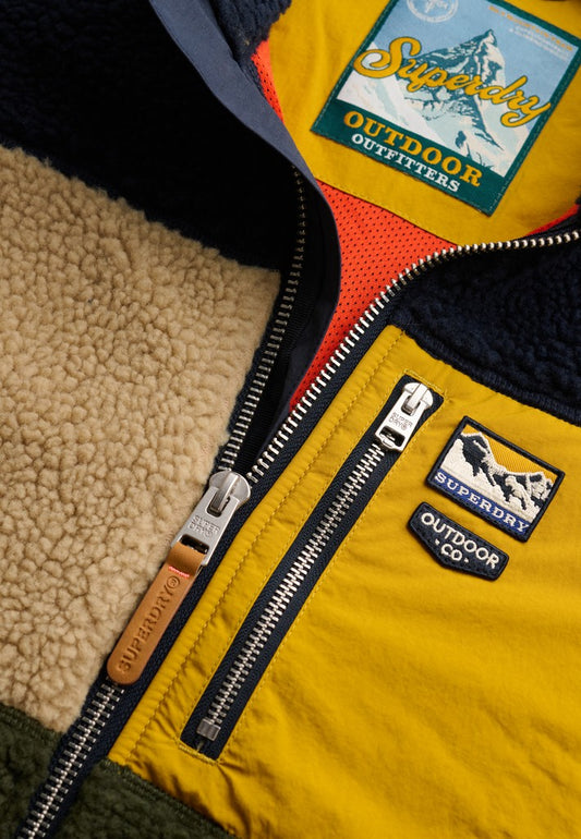 COLOUR BLOCK RETRO ZIP FLEECE