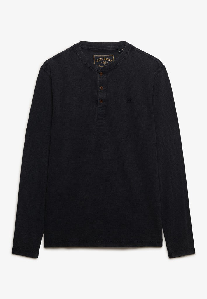 WAFFLE LONG SLEEVE HENLEY TOP