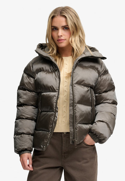 HOODED SHINE PUFFER JACKET