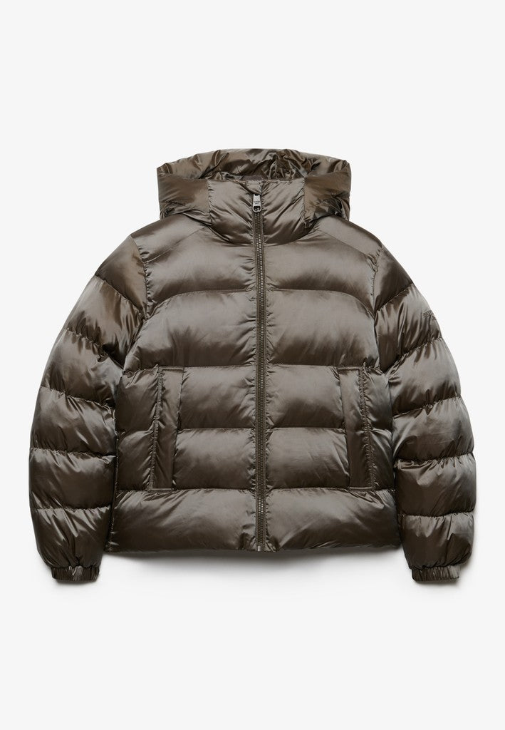HOODED SHINE PUFFER JACKET