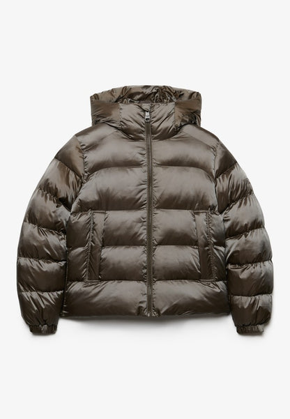 HOODED SHINE PUFFER JACKET