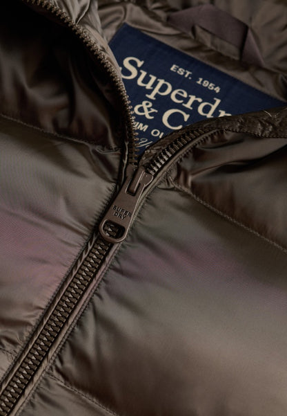 HOODED SHINE PUFFER JACKET
